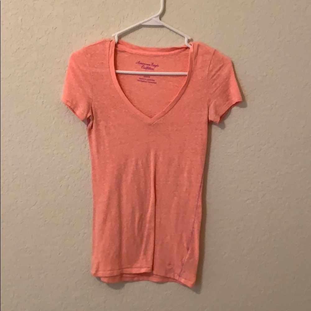 Neon orange v neck American Eagle